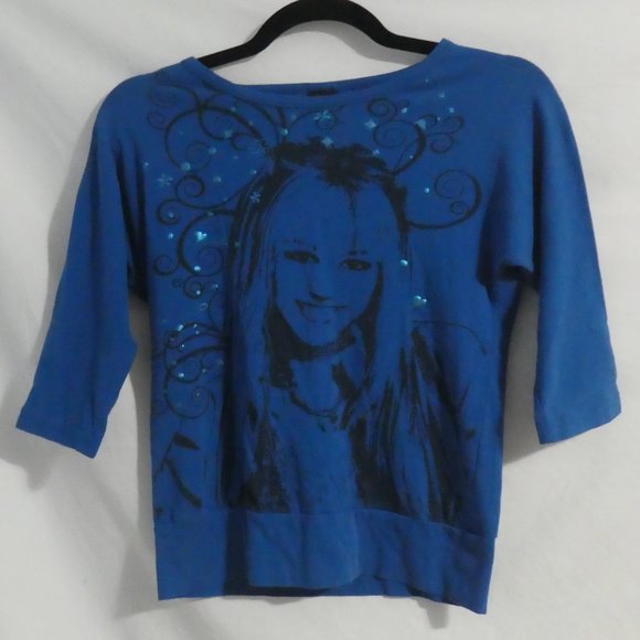 DISNEY HANNAH MONTANA | 10/12 | Blue Graphic Crew Neck T-Shirt | NWOT - Picture 1 of 13